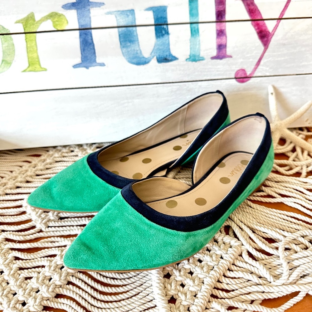 Boden Green and Blue Flats with Suede Finish
